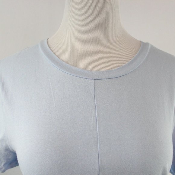 Derek Heart Crossover Hem Top Short Sleeve Tee Blue Juniors' Size Large Twist - Picture 2 of 6